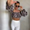 Bluzka BYME hiszpanka print – kawowy