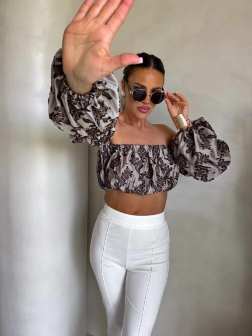 Bluzka BYME hiszpanka print – kawowy