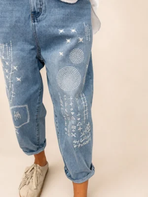 Spodnie Jeansowe WENDY TRENDY z haftem