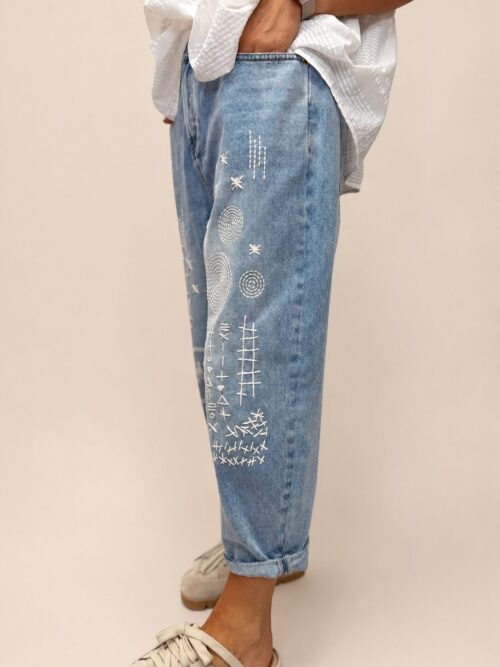 28A6F0E4-FBB7-43FE-9CA3-D12805603450 Spodnie Jeansowe WENDY TRENDY z haftem