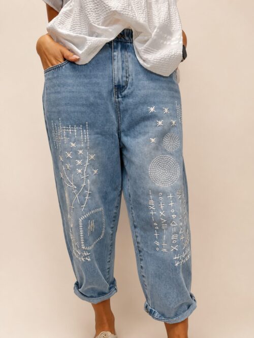 2B548B1B-F2AF-4ED7-9014-C8383F2F9693 Spodnie Jeansowe WENDY TRENDY z haftem