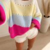 Sweter BYME w pasy – banan/fuksja