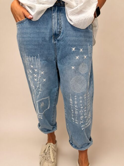 AFB79195-5C23-4EB0-87C8-A0C75EE18731 Spodnie Jeansowe WENDY TRENDY z haftem