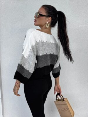 Sweter BYME w pasy – szaro-czarny