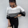Sweter BYME w pasy – szaro-czarny