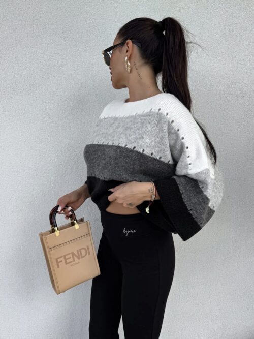 Sweter BYME w pasy – szaro-czarny