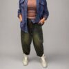 koszula DUO denim cynamon koszula w kratę denim z cynamonem damska koszula oversize z kieszeniami koszula z kontrastowym wykończeniem rękawów luźna koszula damska denim cynamon koszula damska z dużymi kieszeniami koszula DUO z podwijanym rękawem modna koszula damska na co dzień