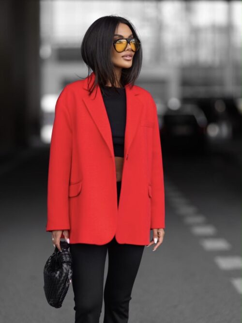 marynarka ME GUSTA jednorzędowa elegancka marynarka damska ME GUSTA marynarka damska oversize z klapami jednorzędowa marynarka damska z kieszeniami stylowa marynarka damska do codziennych stylizacji marynarka ME GUSTA rozmiar uniwersalny klasyczna marynarka damska z patkami