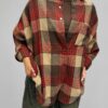 koszula na napy Long oversize długa koszula damska na napy koszula Long mokka latte czekolada jesienna czerwień koszula oversize w jesiennej kolorystyce dłuższa koszula na napy do stylizacji koszula damska z bawełną i akrylem koszula Long jako narzutka koszula na napy Butik Madzia Fashion