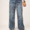 jeansy szwedy z haftem mokka czekolada designerskie jeansy damskie z haftem szerokie jeansy szwedy z przecieraniem jeansy damskie z haftem i szeroką nogawką przecierane jeansy premium damskie jeansy szwedy mokka czekolada spodnie jeansowe damskie z haftem modne szerokie jeansy z haftem