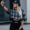 bluzka LA MONNE w kratę z regulowanym dołem