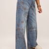 jeansy szwedy z haftem mokka czekolada designerskie jeansy damskie z haftem szerokie jeansy szwedy z przecieraniem jeansy damskie z haftem i szeroką nogawką przecierane jeansy premium damskie jeansy szwedy mokka czekolada spodnie jeansowe damskie z haftem modne szerokie jeansy z haftem