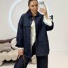 Kurtka jeansowa oversize indigo – widok z przodu, stylizacja total denim
