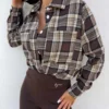 koszula BYME Slim Pocket krata czekoladowa