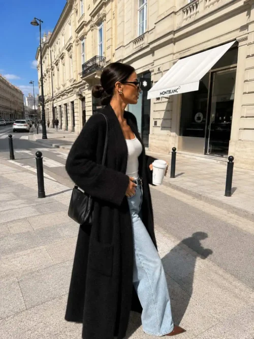 kardigan płaszcz NORAL BYME czarny długi czarny kardigan płaszcz BYME kardigan płaszcz NORAL śmietankowy ecru długi kardigan damski z kieszeniami elegancki kardigan płaszcz polski producent miękki kardigan płaszcz BYME kardigan płaszcz w stylu quiet luxury długi kardigan damski rozmiar uniwersalny