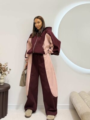 komplet dresowy OLO z bluzą na zamek damski komplet dresowy z szerokimi spodniami komplet OLO bluza z kapturem i spodnie modny komplet dresowy damski OLO dwuczęściowy komplet dresowy w miejskim stylu komplet dresowy damski sportowo premium luźny komplet damski z szeroką nogawką kolorowy komplet dresowy OLO
