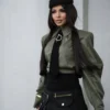 Koszula damska Lavestino w kolorze khaki z denimowym krawatem