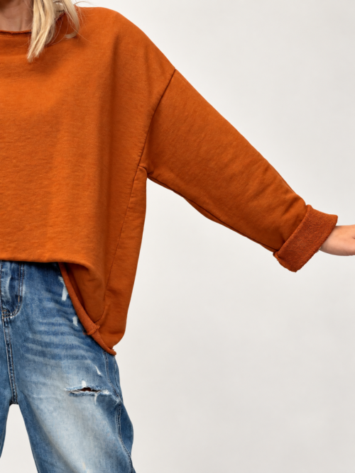 Bluza z bawełny pętelkowej damska Bluza damska z podwójnym przodem Luźna bluza bawełniana damska Bluza z krótszym przodem i dłuższym tyłem Bluza damska Butik Madzia Fashion