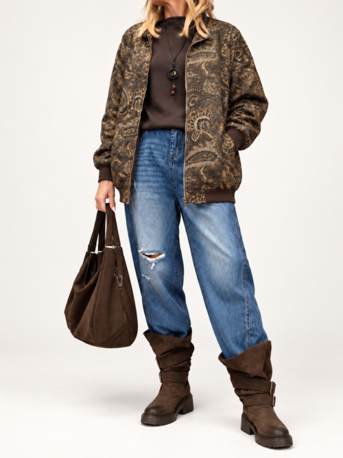 Kurtka Szwedka Maxi damska Kurtka damska z fakturą 3D Wydłużona kurtka damska oversize Kurtka Szwedka z materiału 3D Kurtka damska maxi o luźnym kroju Szwedka damska Butik Madzia Fashion