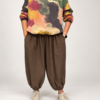 Bluza bawełniana damska z kolorowym wzorem Kolorowa bluza damska z czekoladową lamówką Bluza bawełniana oversize w artystyczny wzór Bluza damska z bawełny pętelkowej Modowa bluza damska w jesiennych kolorach Bluza Art Color Butik Madzia Fashion