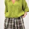 - sweter moherowy damski na guziki - zielony sweter z moherem damski - puszysty sweter damski oversize - sweter moherowy z dekoltem V - damski sweter na guziki luźny fason - sweter z moherem Butik Madzia Fashion