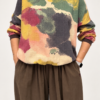 Bluza bawełniana damska z kolorowym wzorem Kolorowa bluza damska z czekoladową lamówką Bluza bawełniana oversize w artystyczny wzór Bluza damska z bawełny pętelkowej Modowa bluza damska w jesiennych kolorach Bluza Art Color Butik Madzia Fashion