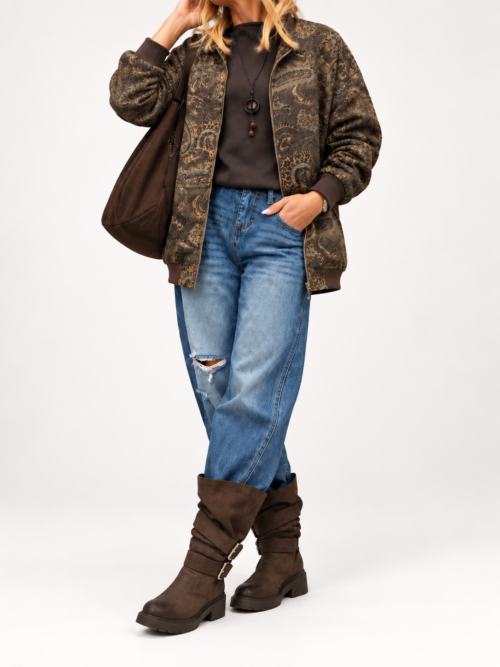 Kurtka Szwedka Maxi damska Kurtka damska z fakturą 3D Wydłużona kurtka damska oversize Kurtka Szwedka z materiału 3D Kurtka damska maxi o luźnym kroju Szwedka damska Butik Madzia Fashion