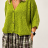 - sweter moherowy damski na guziki - zielony sweter z moherem damski - puszysty sweter damski oversize - sweter moherowy z dekoltem V - damski sweter na guziki luźny fason - sweter z moherem Butik Madzia Fashion