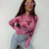 Bluzka transparentna Skin Rose BYME – różowa