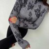 Bluzka Skin a’la koronka BYME – szaro-czarna