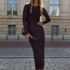 Sukienka BOCCA Long z marszczeniem i tiulowymi rękawami