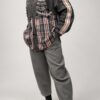 Koszula Denim Duo damska z kratą Koszula jeansowa z bawełnianą kratą Koszula damska z przecieranym denimem Koszula patchworkowa denim i krata Koszula Denim Duo rozmiar uniwersalny Koszula damska z postrzępionymi detalami Koszula jeansowa z kontrastową kratą