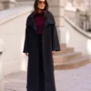 Płaszcz damski ME GUSTA z wełną Długi płaszcz wiązany ME GUSTA Elegancki płaszcz damski z paskiem Płaszcz ME GUSTA rozmiar uniwersalny Długi płaszcz damski polska produkcja Płaszcz damski z szerokim kołnierzem Płaszcz jesienny ME GUSTA z wełną